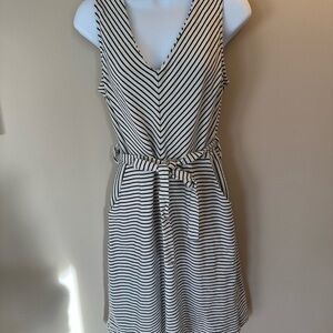 Monteau Black and White Striped Midi Dress